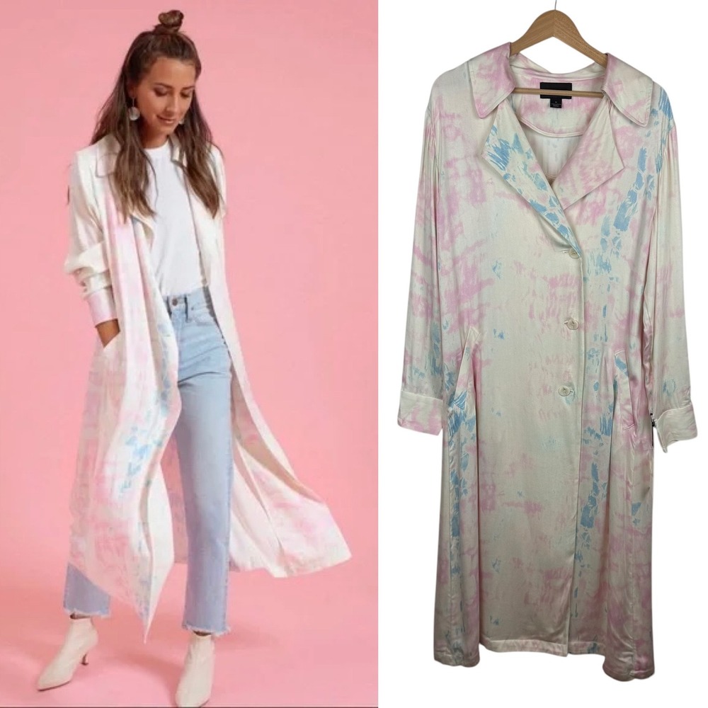 NWT Something Navy Tie Dye Duster Sz M Pastel Clean‎ Girl Cotton Candy Festival
